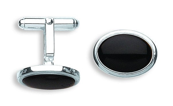 Silver Black Onyx Oval Cufflinks - Luxury Watch - Certified Authentic - Swiss Made - UK Stock – Luxury Watch by Imperi